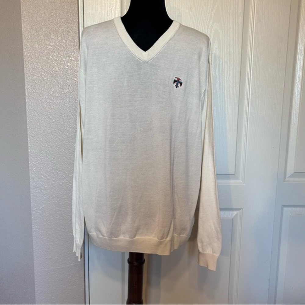 NWT Men’s Ashworth Creamy‎ White Cotton V Neckline Sweater Size Large